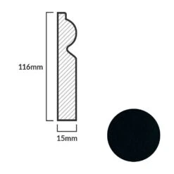 Leader Black Torus Laminate Skirting Board (2.4m) -Flooring Home Shop black torus laminate skirting board 2 4m p84894 191826 image