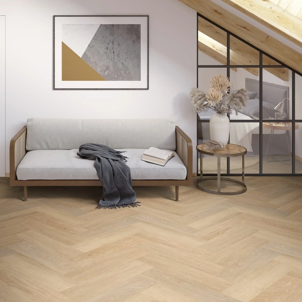 Liberty Floors Buttermilk Oak - Lifestyle SPC Herringbone 5.5mm Rigid Core Vinyl Flooring (305104) 1 Liberty Floors Buttermilk Oak - Lifestyle SPC Herringbone 5.5mm Rigid Core Vinyl Flooring (305104)