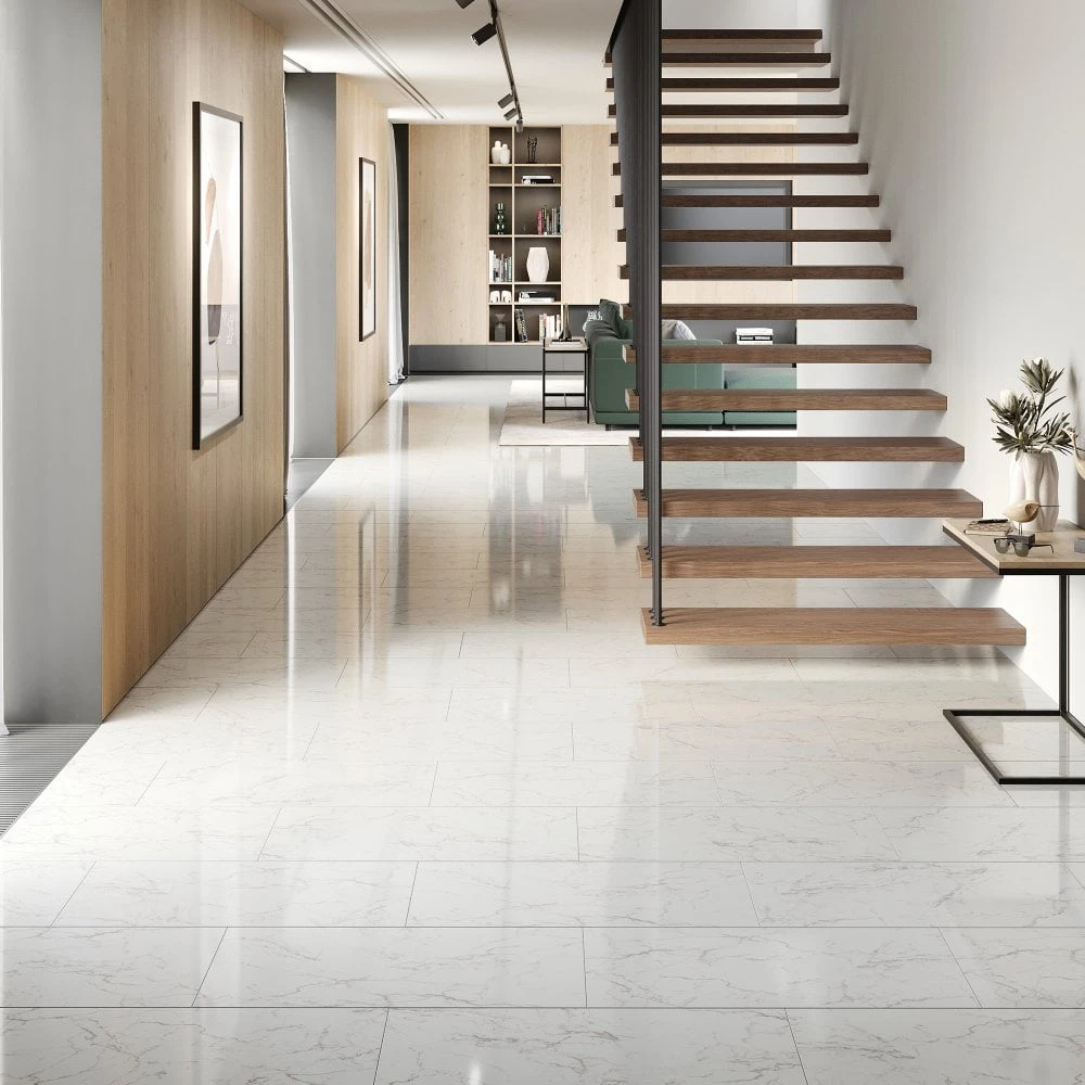 Liberty Floors Carrara Marble - Lustre Stone 8mm High Gloss Laminate Flooring (223773) 3 Liberty Floors Carrara Marble - Lustre Stone 8mm High Gloss Laminate Flooring (223773) - Image 3