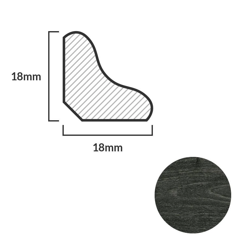 Leader Dark Grey Laminate Scotia Beading (2.4m) 2 Leader Dark Grey Laminate Scotia Beading (2.4m) - Image 2