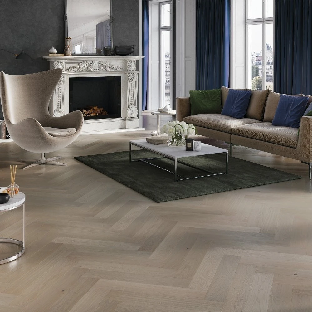 Liberty Floors Grey Mist Oak - Manor Herringbone Parquet 14mm Engineered Real Wood Flooring (249870) 7 Liberty Floors Grey Mist Oak - Manor Herringbone Parquet 14mm Engineered Real Wood Flooring (249870) - Image 7