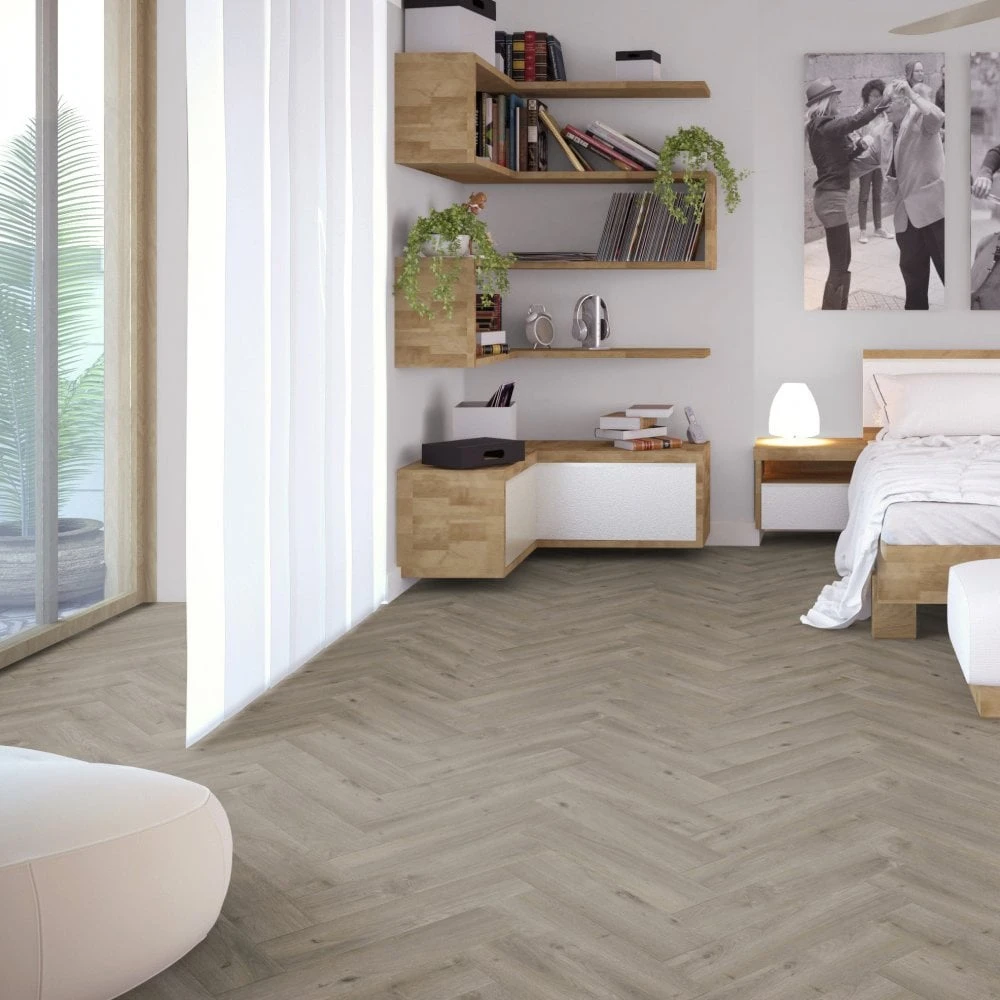 Liberty Floors Grey Oak - Herringbone SPC 5.5mm Rigid Core Vinyl Flooring (219442) 5 Liberty Floors Grey Oak - Herringbone SPC 5.5mm Rigid Core Vinyl Flooring (219442) - Image 5