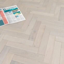 Liberty Floors Ivory White Oak - Herringbone Parquet 14mm Engineered Real Wood Flooring (219387) -Flooring Home Shop ivory white oak herringbone parquet 14mm engineered real wood flooring 219387 p85835 201396 image