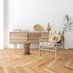 Liberty Floors Natural Ash - Manor Herringbone Parquet 14mm Engineered Real Wood Flooring (284295)