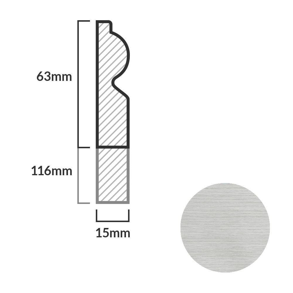 Leader Off-White Torus Laminate Skirting Board (2.4m) 2 Leader Off-White Torus Laminate Skirting Board (2.4m) - Image 2