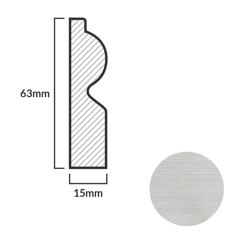 Leader Off-White Torus Laminate Skirting Board (2.4m) 4 Leader Off-White Torus Laminate Skirting Board (2.4m) - Image 4