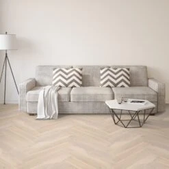 Liberty Floors Pearl White Oak - Manor Herringbone Parquet 14mm Engineered Real Wood Flooring (249872) -Flooring Home Shop pearl white oak manor herringbone parquet 14mm engineered real wood flooring 249872 p108539 236064 image