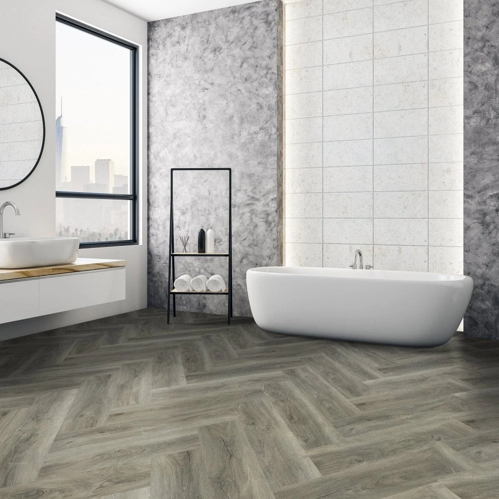 Liberty Floors Signature Grey - Lifestyle SPC Herringbone 5.5mm Rigid Core Vinyl Flooring (324720) 2 Liberty Floors Signature Grey - Lifestyle SPC Herringbone 5.5mm Rigid Core Vinyl Flooring (324720) - Image 2