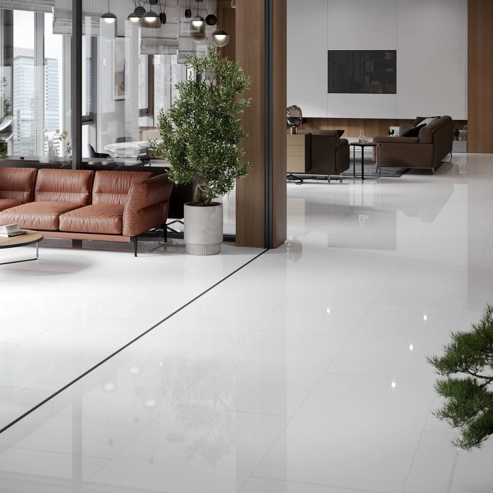 Liberty Floors White - Lustre Stone 8mm High Gloss Laminate Flooring (223770) 1 Liberty Floors White - Lustre Stone 8mm High Gloss Laminate Flooring (223770)