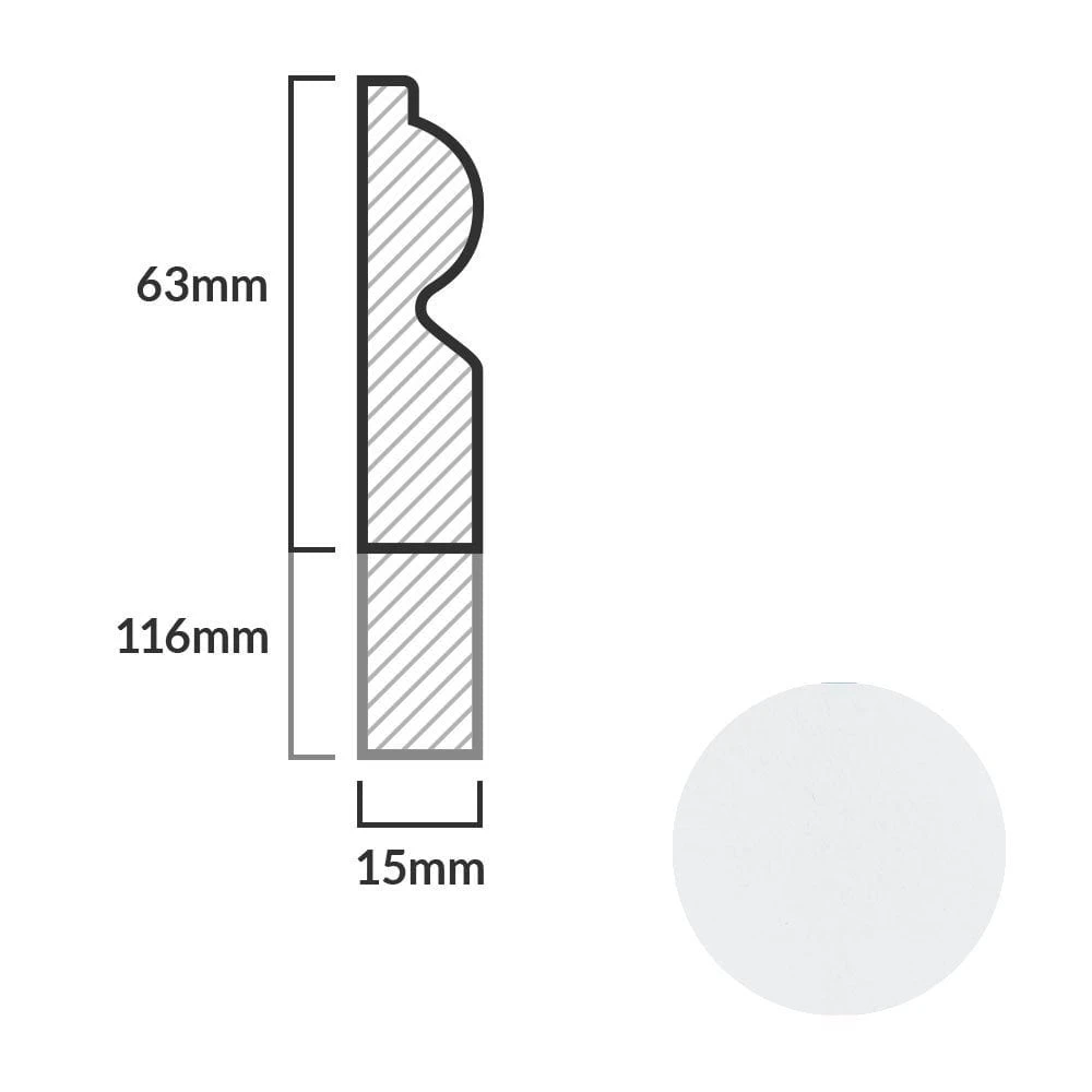 Leader White Torus Laminate Skirting Board (2.4m) 5 Leader White Torus Laminate Skirting Board (2.4m) - Image 5